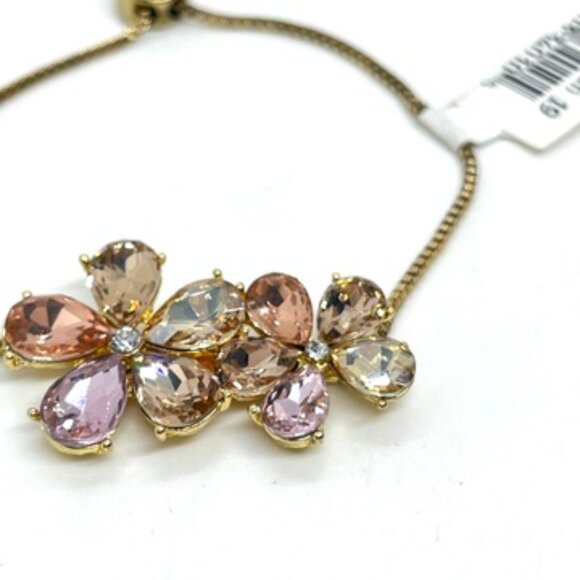NWT ISAAC MIZRAHI LIVE PINK PURPLE RHINESTONE ADJUSTABLE BRACELET GOLD TONE - Picture 3 of 10
